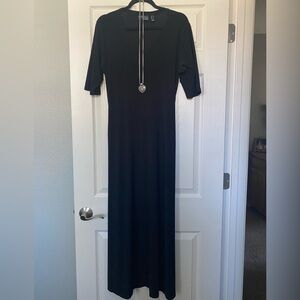 Black Illusion Waist Maxi Dress